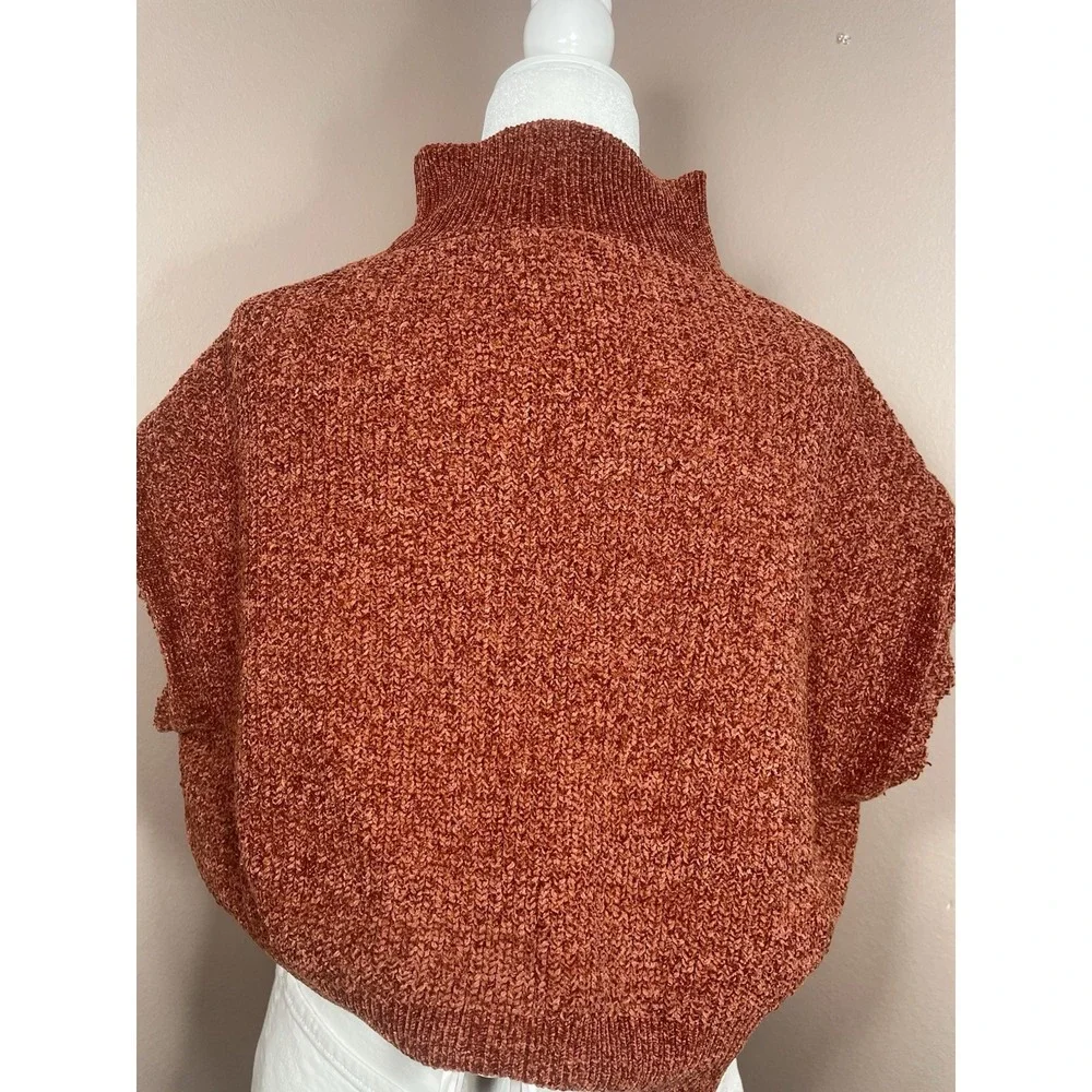 Jon & Anna‎ Chenille Sweater Orange Cozy Soft Mock Neck Boxy Size Small
